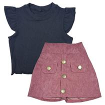 Conjunto Short Saia Cropped Infantil Menina Primavera Verão