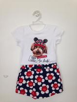 Conjunto short-saia e blusa cachorrinho MOMI - 2 ANOS