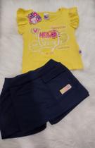 Conjunto short saia e blusa infantil feminino