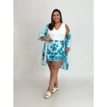 Conjunto Short Saia e Kimono Crepinho Plus Size - REF.9338 Conjunto Short Saia e Kimono Crepinho Plus Size - REF.9338