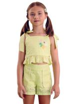 Conjunto Shorts Amarelo Laço Infantil Petit Cherie