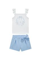 Conjunto Shorts Azul Regata Branca Menina Somni Conjunto Shorts Azul Regata Branca Menina Somni