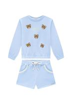 Conjunto Shorts Blusa Manga Longa Azul Menina Somni Conjunto Shorts Blusa Manga Longa Azul Menina Somni