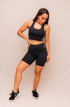 Conjunto Shorts Bolso + Top Decote U Confort - Preto - HNR