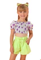 Conjunto Shorts Cropped Uva Infantil Mon Sucrê