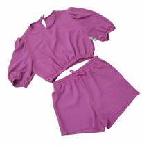 Conjunto shorts e cropped em viscose