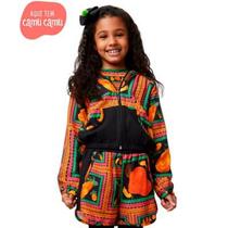 Conjunto Shorts e Jaqueta Patchwork de Frutas - Kids - Camu Camu