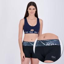 Conjunto Shorts e Top Everlast Basic III Feminino Preto e Azul Marinho Conjunto Shorts e Top Everlast Basic III Feminino Preto e Azul Marinho