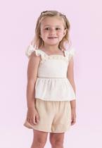 Conjunto Shorts Festa Menina Nude Petit Cherie