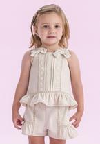 Conjunto Shorts Festa Menina Off Petit Cherie
