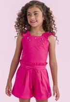 Conjunto Shorts Festa Menina Pink Petit Cherie