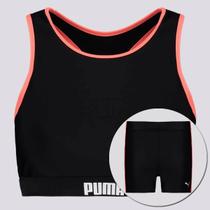 Conjunto Shorts Hotpants e Top Puma Gym Feminino Preto
