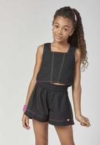 Conjunto Shorts Infantil Preto com Costura Colorida Mylu Conjunto Shorts Infantil Preto com Costura Colorida Mylu