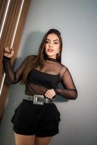 Conjunto Shorts Saia Babado Duna Blusa Tule Manga Longa Festa