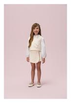 Conjunto Shorts Saia com Colete Creme Petit Cherie