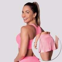 Conjunto Shorts Saia e Top Canelado Selene Feminino Rosa Conjunto Shorts Saia e Top Canelado Selene Feminino Rosa