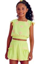 Conjunto Shorts Verde Laços Infantil Petit Cherie