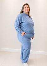 Conjunto Sianinha Blusa e Calça Moletinho Linho Flame Azul Cobalt Conjunto Sianinha Blusa e Calça Moletinho Linho Flame Azul Cobalt