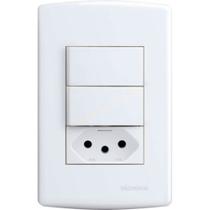 Conjunto Siena 4X2 Branco Com Placa (1Simples+1Paralelo+1Tomada) 6087
