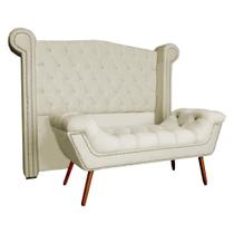 Conjunto Sienna Cabeceira e Recamier Casal 140 Cm Suede Marfim - LM DECOR