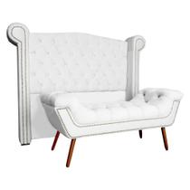 Conjunto Sienna Cabeceira e Recamier King 195 Cm Corano Branco - LM DECOR Conjunto Sienna Cabeceira e Recamier King 195 Cm Corano Branco - LM DECOR