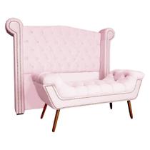 Conjunto Sienna Cabeceira e Recamier King 195 Cm Corano Rosa Bebe - LM DECOR