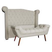 Conjunto Sienna Cabeceira e Recamier King 195 Cm Suede Bege - DL DECOR