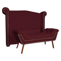 Conjunto Sienna Cabeceira e Recamier King 195 Cm Suede Vermelho Bordo - LM DECOR