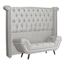 Conjunto Sienna Cabeceira e Recamier Queen 160 Cm Linho Bege - LM DECOR