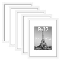 Conjunto simples de 5 molduras para fotos de 9 x 12, branco