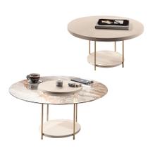 Conjunto Sky 2 Mesas Centro com Pés em Aço Tampo MDF/Vidro Off White G26 - Hb Móveis Conjunto Sky 2 Mesas Centro com Pés em Aço Tampo MDF/Vidro Off White G26 - Hb Móveis