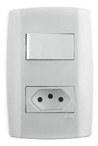 Conjunto Slim 1 Interruptor Paralelo e Tomada 10A Branco