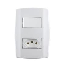Conjunto Slim 1 Interruptor Simples e Tomada 10A Branco Ilumi Conjunto Slim 1 Interruptor Simples e Tomada 10A Branco Ilumi