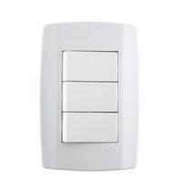 Conjunto Slim 3 Interruptores Simples 10A Branco Ilumi