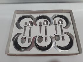 Conjunto sobremesa inox 12peças contem: 6 colherinhas + 6 taças em aço inox