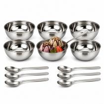Conjunto sobremesa kit cumbuca 12 peças 6 combucas 6 colheres aço inox Ravinox Conjunto sobremesa kit cumbuca 12 peças 6 combucas 6 colheres aço inox Ravinox