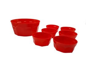 Conjunto Sobremesa Oitavado Saladeira 7 Peças Vermelho Opaco