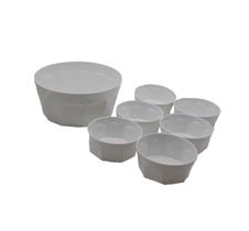 Conjunto Sobremesa Oitavado Tigela Saladeira 7 Peças Branco