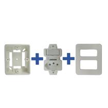 Conjunto sobrepor 1 interruptor simples 10a + tomada 2p+t 10a sistema x