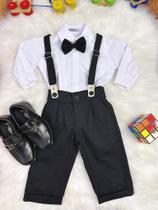 Conjunto Social Bebê Calça Suspensório Preto e Camisa Branca Conjunto Social Bebê Calça Suspensório Preto e Camisa Branca