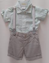 Conjunto Social Bebê Menino Camisa Suspensório Paraiso 13962