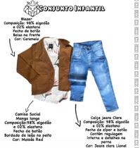 Conjunto Social Blazer Calça Jeans e Camisa Manga Infantil Menino