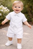 Conjunto Social camisa Body Bermuda Festa Batizado Casamento Pajem