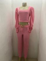 Conjunto social com blusa bufante Conjunto social com blusa bufante