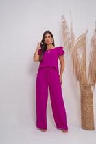 Conjunto social feminino elegante calca pantalona pink