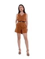Conjunto Social Feminino Regata em Alfaiataria com Calça Cinto Look Elegante para Trabalho Escritório Eventos CON-0059