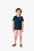Conjunto Social Infantil Menino Camisa Polo com Punho e Bermuda em Sarja - Malwee Kids