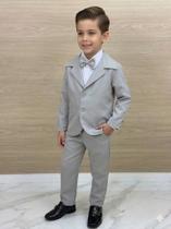 Conjunto Social Infantil Miss Cherry Jorge Terno Cinza Claro Elegante e Confortável Conjunto Social Infantil Miss Cherry Jorge Terno Cinza Claro Elegante e Confortável