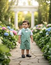 Conjunto Social Infantil Pajem Leandro Colete Verde