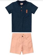 Conjunto Social Menino Infantil Camiseta cpeitilho Bermuda em Sarja Malha Mesclada Carinhoso Conjunto Social Menino Infantil Camiseta cpeitilho Bermuda em Sarja Malha Mesclada Carinhoso